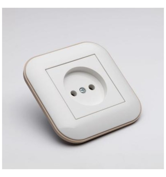 Priza fara contact de protectie 16A alb/Kraft, gama Loft - Ovivo
