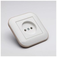 Priza fara contact de protectie 16A alb/Kraft, gama Loft - Ovivo