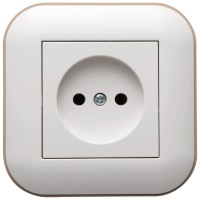 Priza fara contact de protectie 16A alb/Kraft, gama Loft - Ovivo - vedere laterala