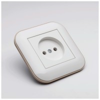 Priza fara contact de protectie 16A alb/Kraft, gama Loft - Ovivo - detaliu