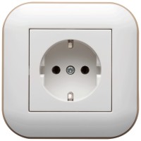 Priza Schuko 16A alb/Kraft, gama Loft - Ovivo - vedere laterala