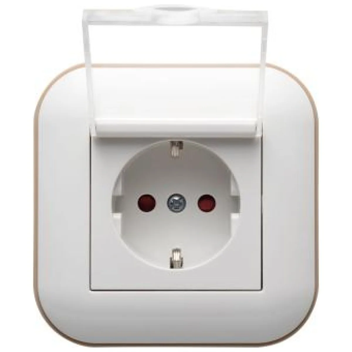 Priza Schuko 16A cu capac si protectie copii, alb/Kraft, gama Loft - Ovivo