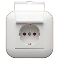 Priza Schuko 16A cu capac si protectie copii, alb/Kraft, gama Loft - Ovivo - detaliu