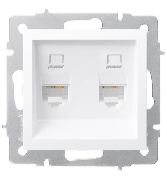 Priza date dubla 2xRJ45 Cat6e alb Vesna - Lezard