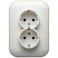 Priza dubla Schuko 16A alb/Kraft, gama Loft - Ovivo - vedere laterala