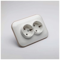 Priza dubla Schuko 16A alb/Kraft, gama Loft - Ovivo - detaliu