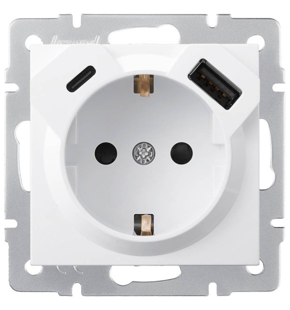 Priza USB Type-C alb Vesna Lezard, montaj ingropat IP20