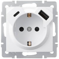 Priza USB Type-C alb Vesna Lezard, montaj ingropat IP20