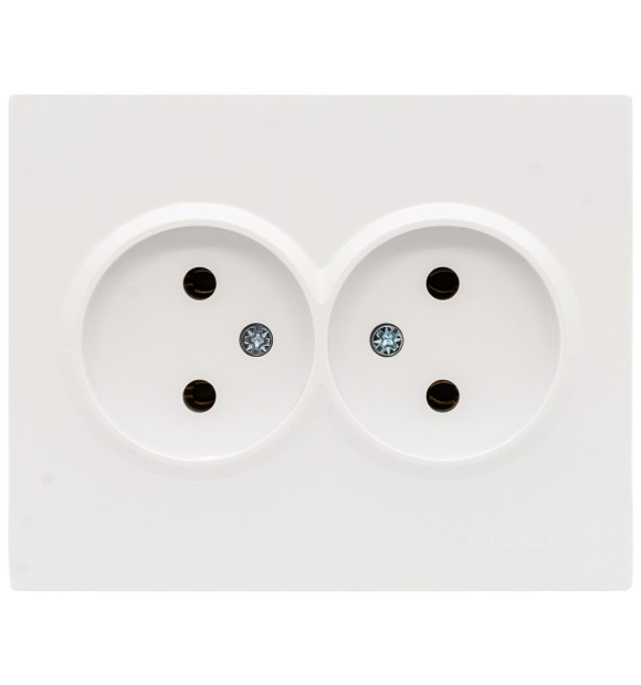 Priza dubla Schuko 16A alb, fara contact de protectie, gama Vesna - Lezard