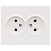 Priza dubla Schuko 16A alb, fara contact de protectie, gama Vesna - Lezard