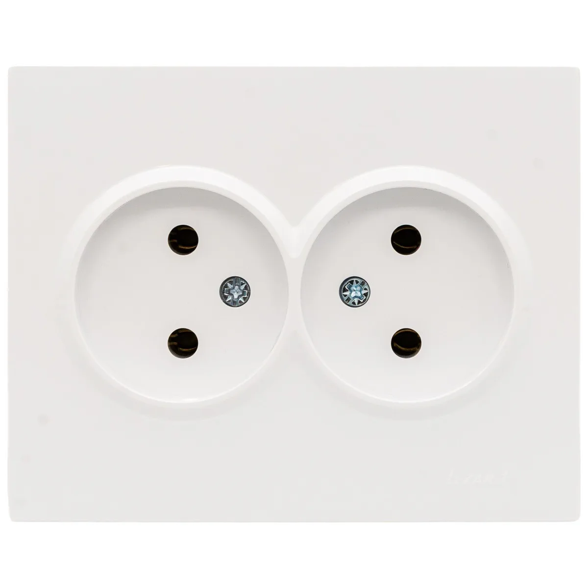 Priza dubla Schuko 16A alb, fara contact de protectie, gama Vesna - Lezard