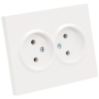 Priza dubla Schuko 16A alb, fara contact de protectie, gama Vesna - Lezard - ambalaj