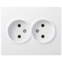 Priza dubla Schuko 16A alb, fara contact de protectie, gama Vesna - Lezard - imagine 5