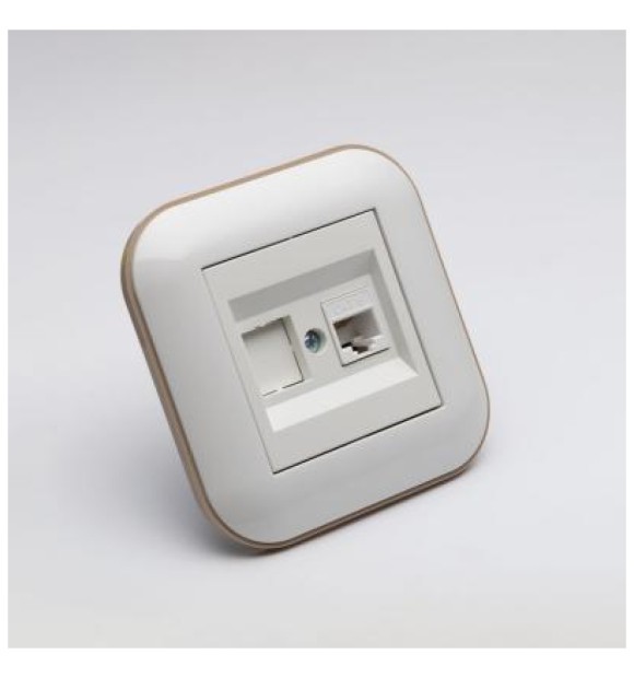 Priza date RJ45 Cat6 UTP, 1 port, alb/Kraft, gama Loft - Ovivo