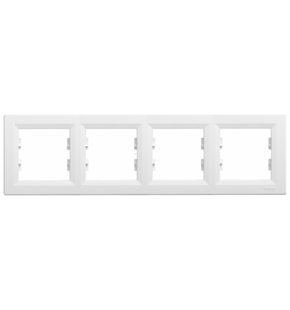 Rama 4 posturi alb Asfora Schneider, ornament cvadruplu plastic
