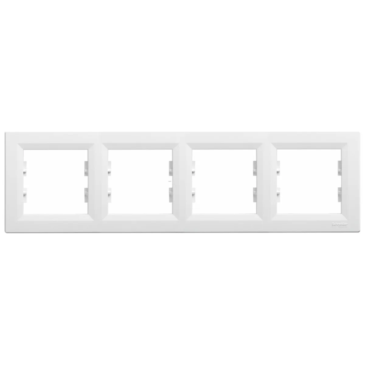 Rama 4 posturi alb Asfora Schneider, ornament cvadruplu plastic