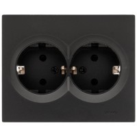 Priza dubla Schuko 16A negru Vesna Lezard, cu contact de protectie