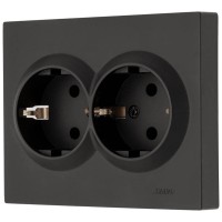 Priza dubla Schuko 16A negru Vesna Lezard, cu contact de protectie - imagine 5