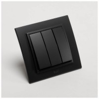 Intrerupator triplu 10A negru mat Zena - aparataj Elbi - vedere laterala