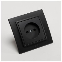 Priza fara contact de protectie 16A negru mat Zena - Elbi - vedere laterala