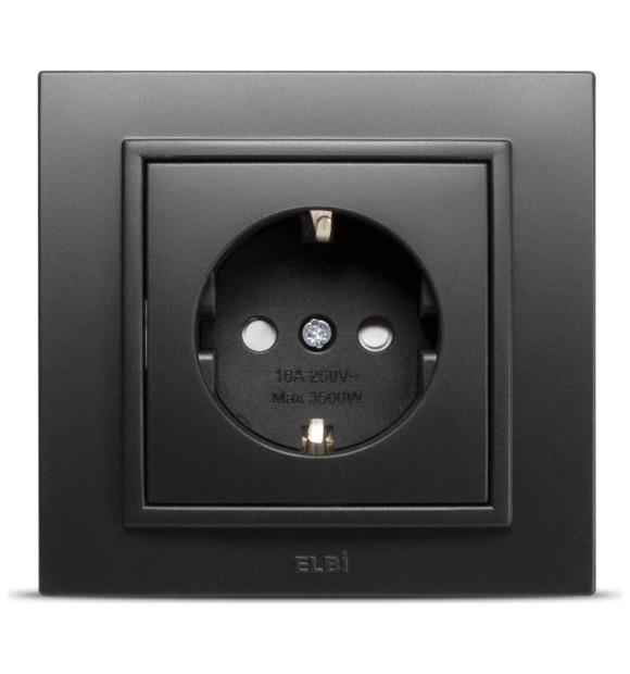 Priza Schuko 16A negru mat cu protectie copii Zena