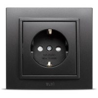 Priza Schuko 16A negru mat cu protectie copii Zena