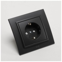 Priza Schuko 16A negru mat cu protectie copii Zena - vedere laterala
