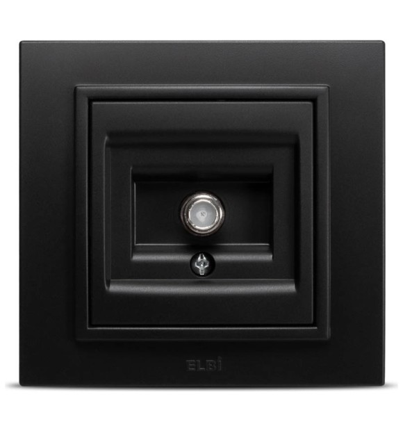 Priza TV negru mat Zena cu conector F - Elbi