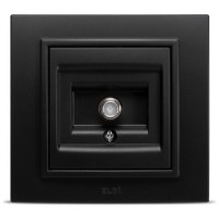 Priza TV negru mat Zena cu conector F - Elbi - vedere laterala