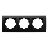 Rama 3 posturi negru mat Zena, ornament plastic 3 module