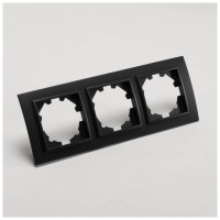 Rama 3 posturi negru mat Zena, ornament plastic 3 module - vedere laterala
