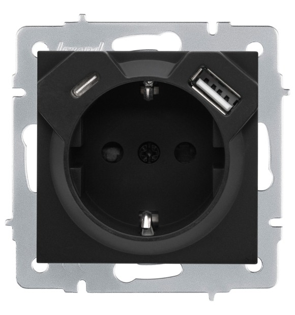 Priza incarcare USB Type-C negru, gama Vesna - Lezard