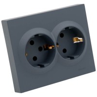 Priza dubla Schuko 16A gri grafit, gama Vesna - Lezard - imagine 5