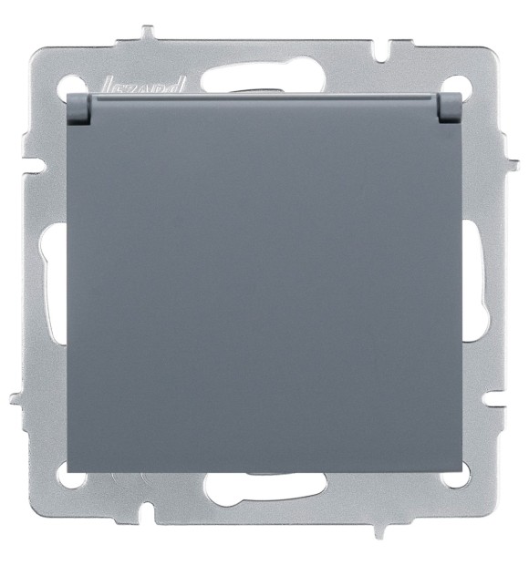 Priza Schuko cu capac 16A gri grafit Vesna - Lezard