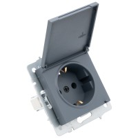 Priza Schuko cu capac 16A gri grafit Vesna - Lezard - imagine 5