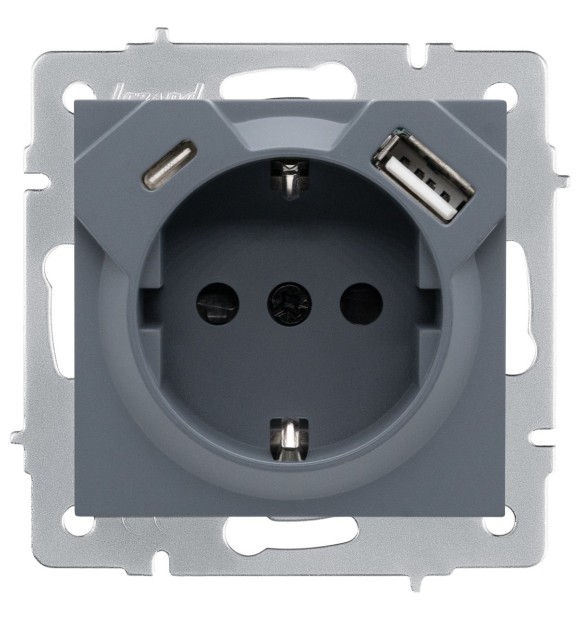 Priza incarcare USB Type-C gri grafit Vesna - Lezard