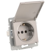 Priza Schuko cu capac 16A gri deschis Vesna - Lezard - ambalaj