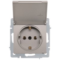 Priza Schuko cu capac 16A gri deschis Vesna - Lezard - imagine 5