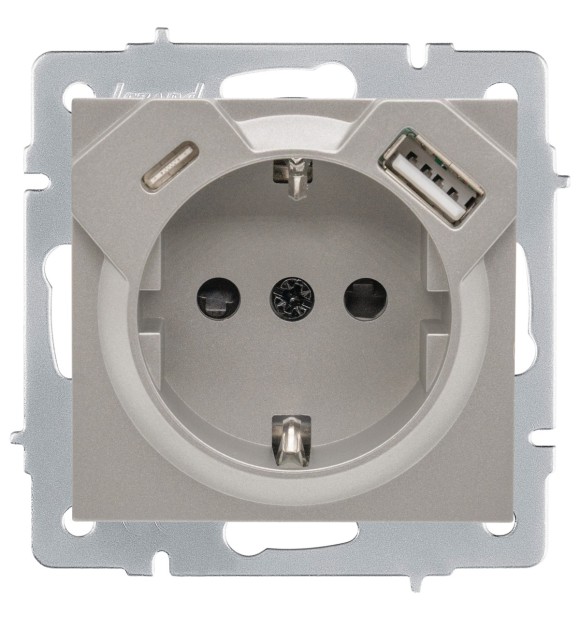 Priza USB Type-C gri deschis Vesna - incarcare directa in perete