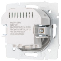 Priza USB Type-C gri deschis Vesna - incarcare directa in perete - vedere laterala