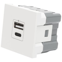Priza USB A+C 5V 2,4A 2M alb Moda - incarcare directa - vedere laterala