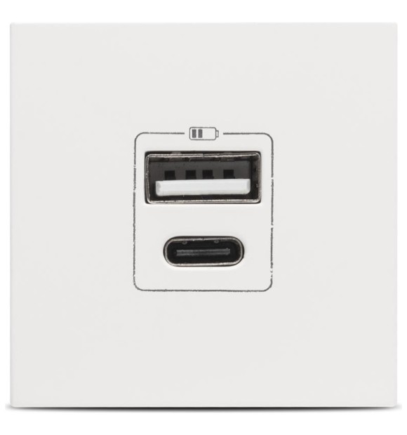 Priza incarcare USB A+C 5V 2.4A 2M alb mat Moda Voice