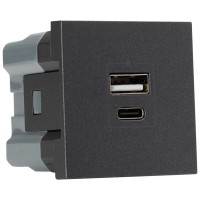 Priza USB A+C 5V 2,4A 2M antracit mat Moda - Elbi - vedere laterala