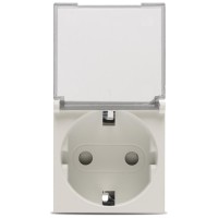 Priza Schuko cu capac protectie copii 2M 16A bej mat Moda - vedere laterala