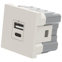 Priza USB A+C 5V 2,4A 2M bej mat Moda - ELBI - vedere laterala