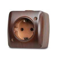 Priza Schuko aplicata 16A nuc inchis Alsu, cu contact de protectie - vedere laterala