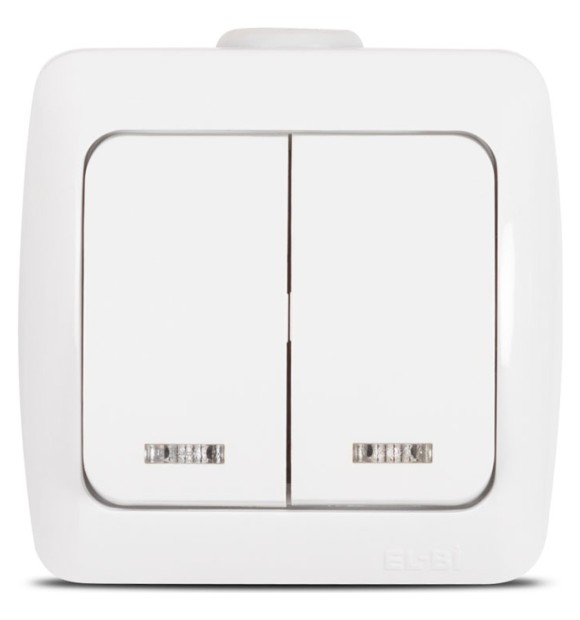 Comutator aplicat 10A alb cu LED, gama Alsu