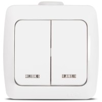 Comutator aplicat 10A alb cu LED, gama Alsu