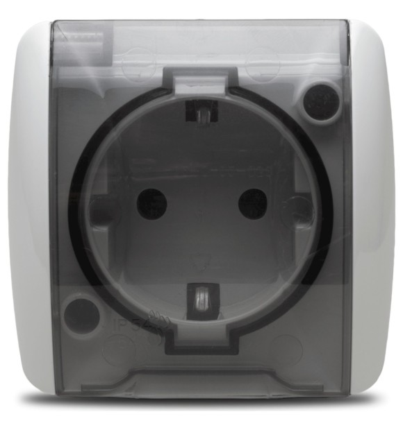 Priza Schuko cu capac aplicata 16A IP54 gri Eva
