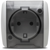 Priza Schuko cu capac aplicata 16A IP54 gri Eva